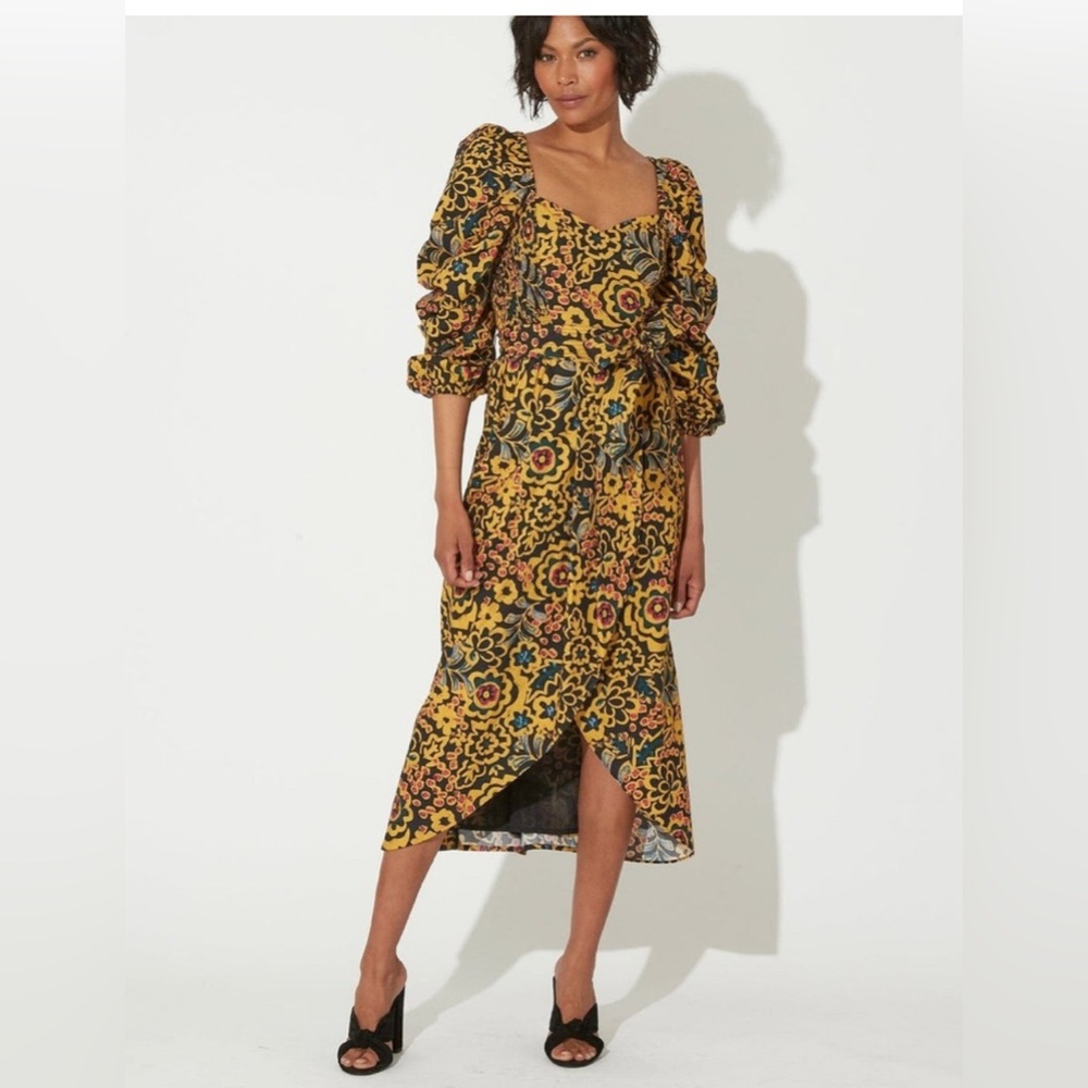 Cleobella Solange Floral Puff Sleeve Dress sz medium